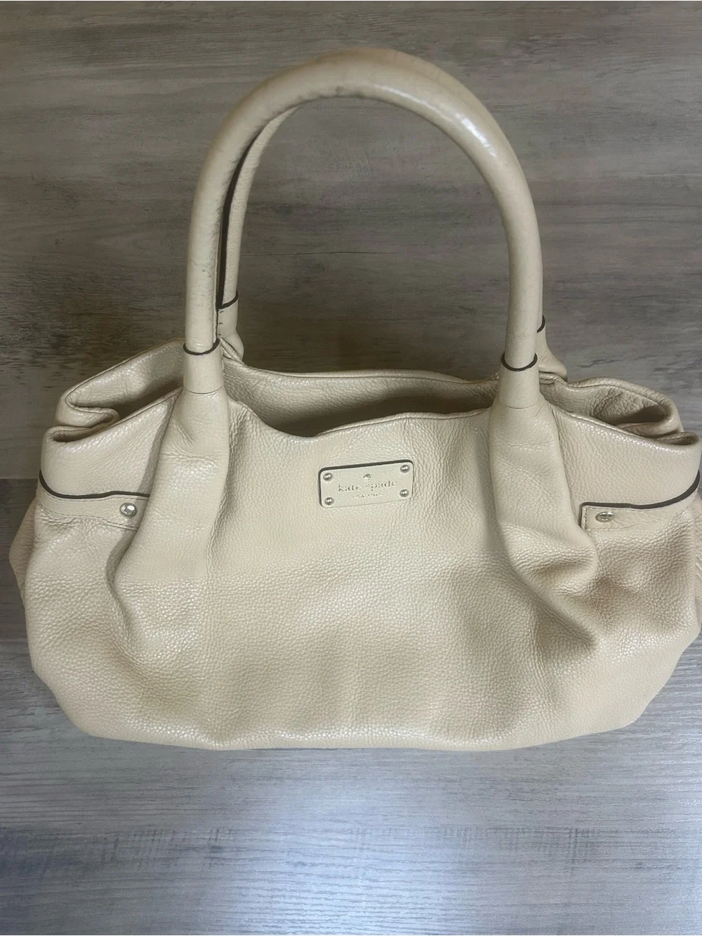 kate spade Cream Pebbled Leather Shoulder Bag